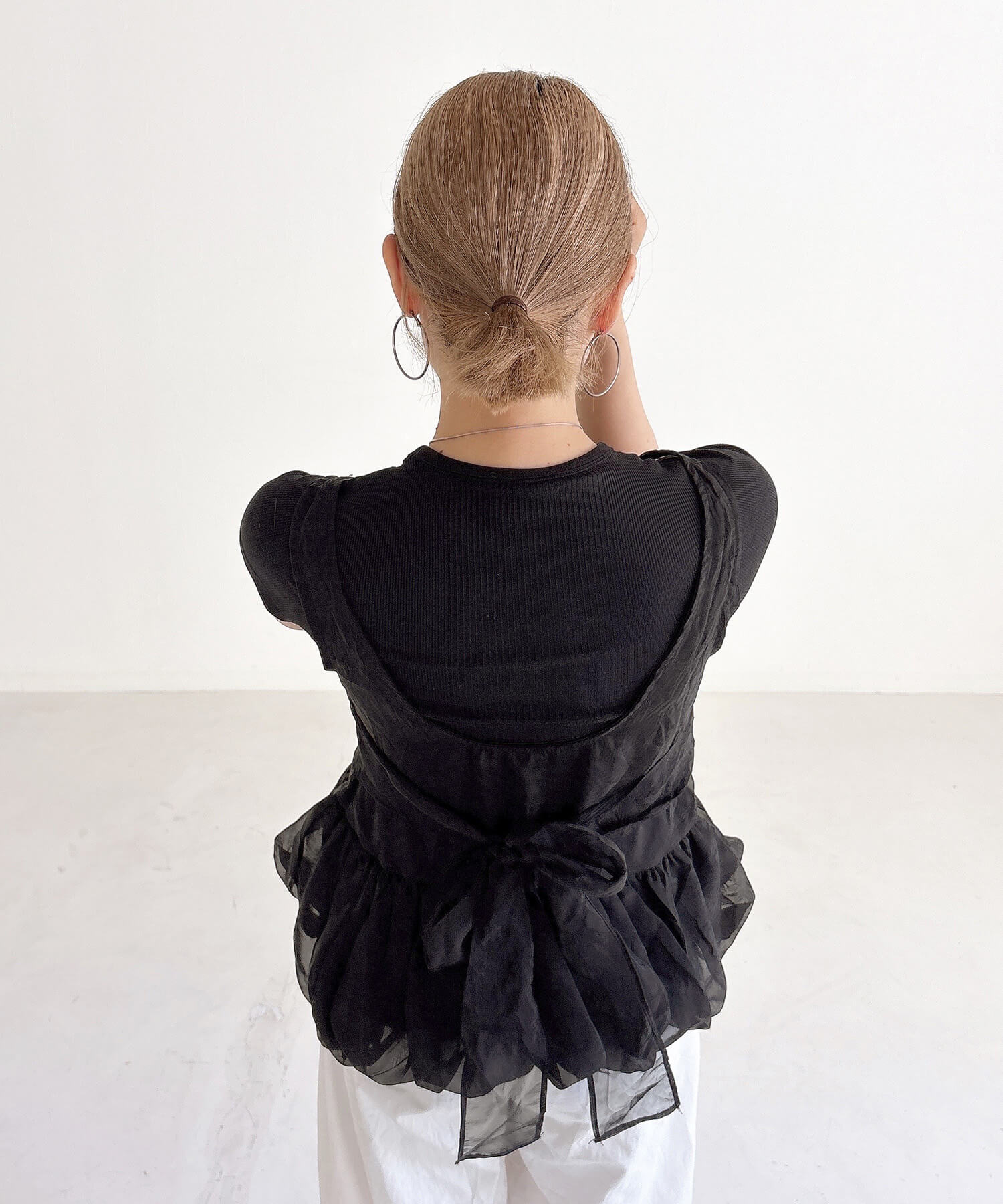 シアーバルーンバックリボンビスチェ | Sheer balloon back ribbon