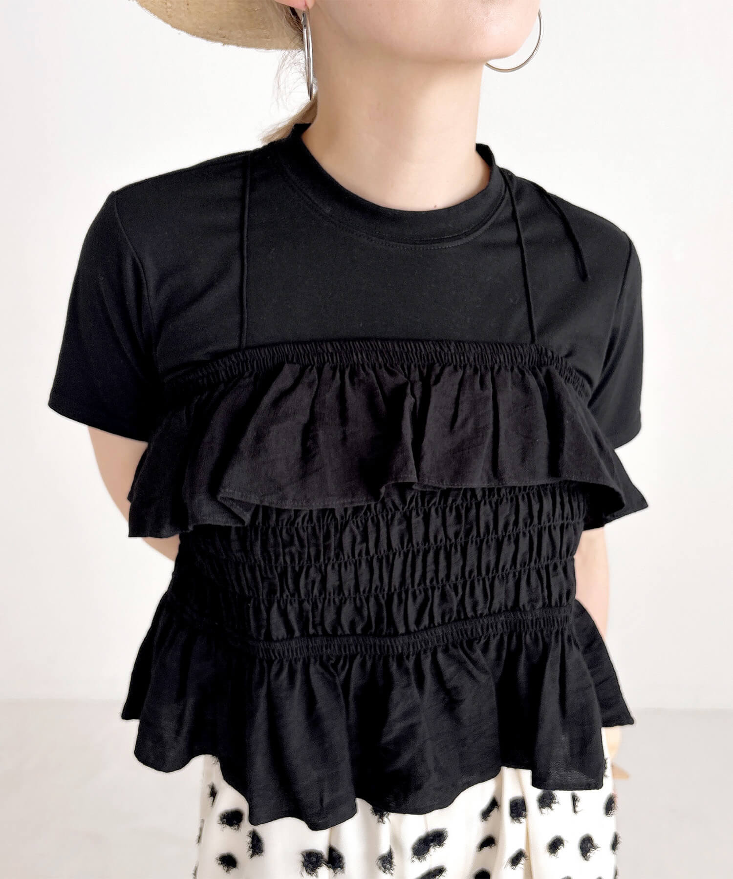 フリルギャザービスチェ & Tシャツセット | Frill gatherd buistier