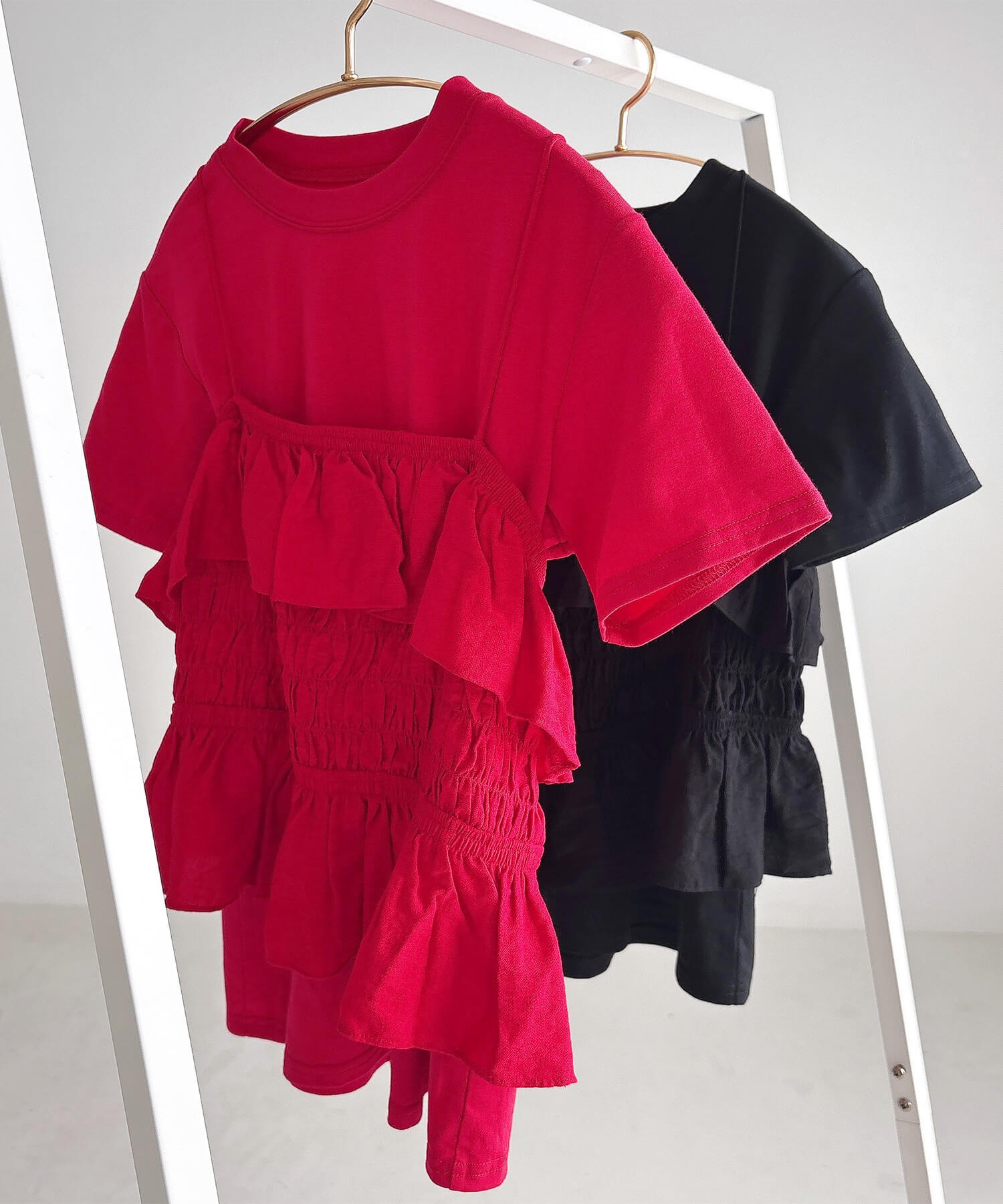フリルギャザービスチェ & Tシャツセット | Frill gatherd buistier