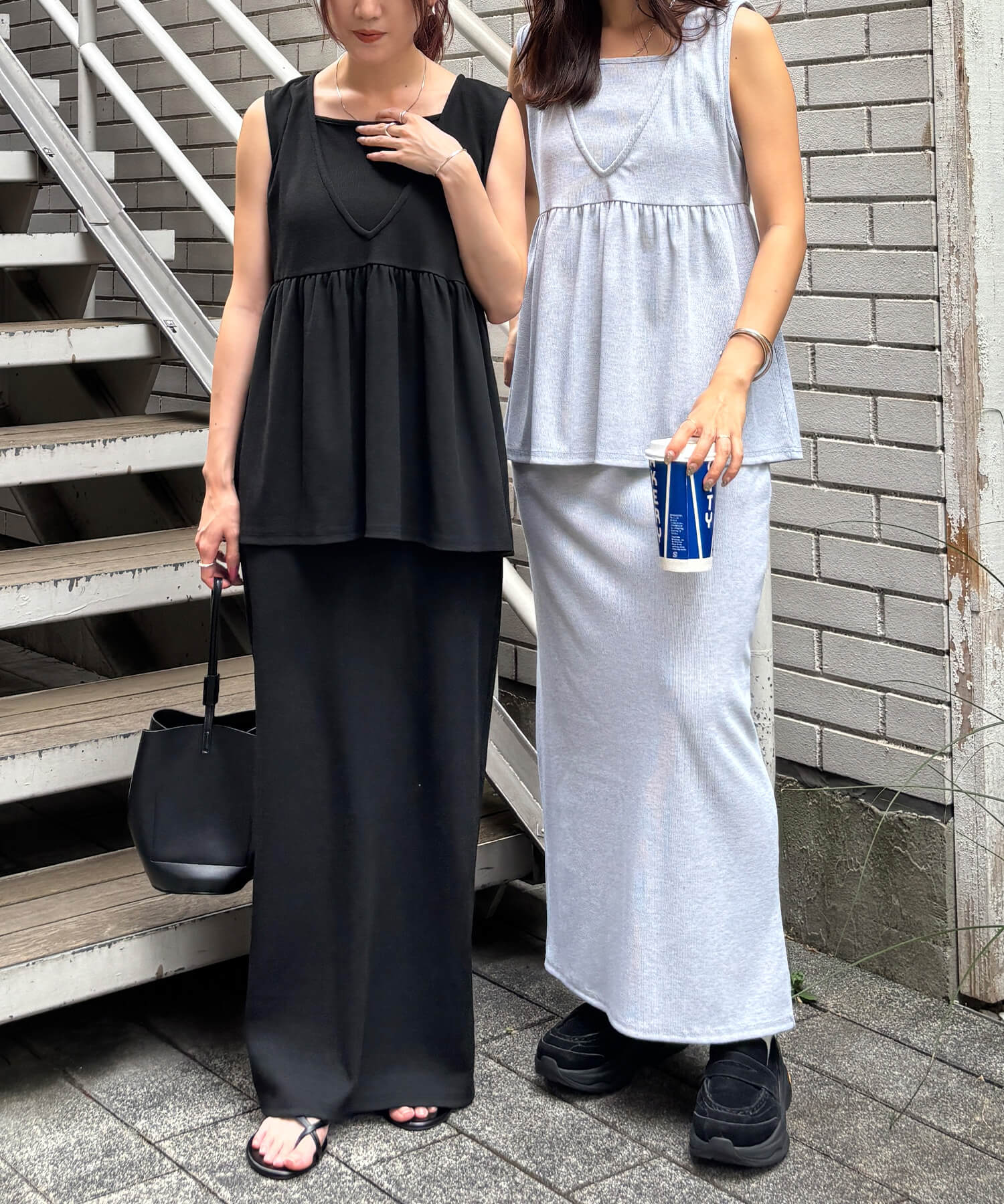 ペプラムレイヤードリブワンピース | Peplum layered rib one piece