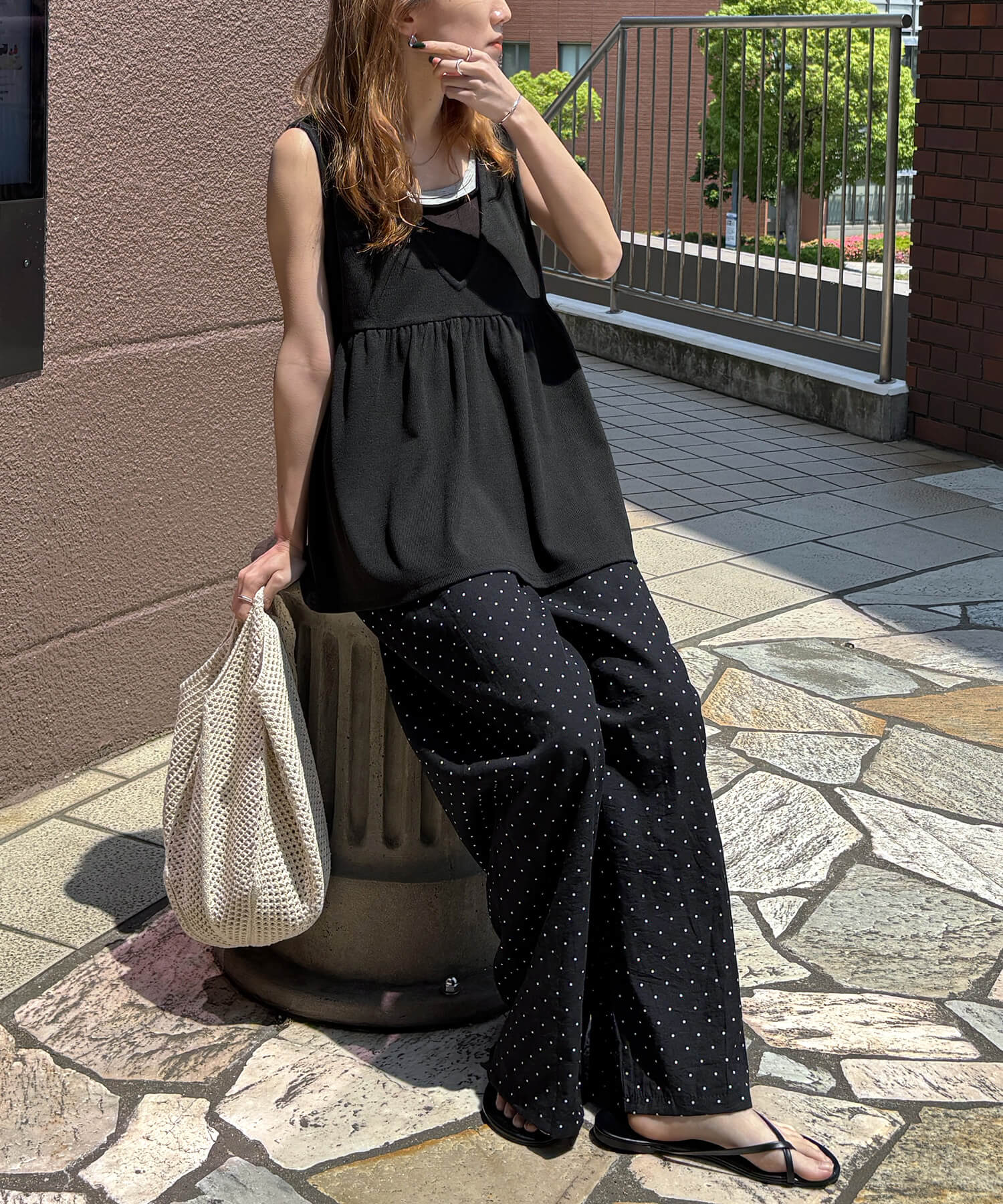 ペプラムレイヤードリブワンピース | Peplum layered rib one piece
