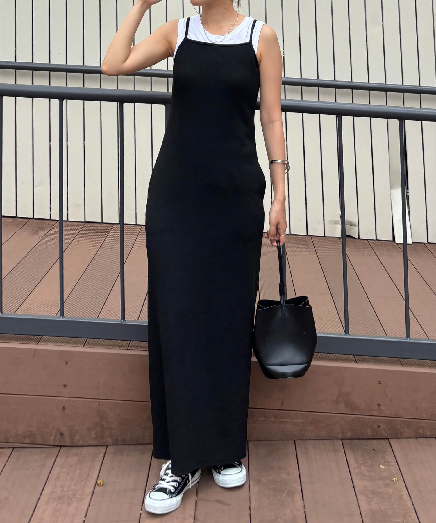 ペプラムレイヤードリブワンピース | Peplum layered rib one piece
