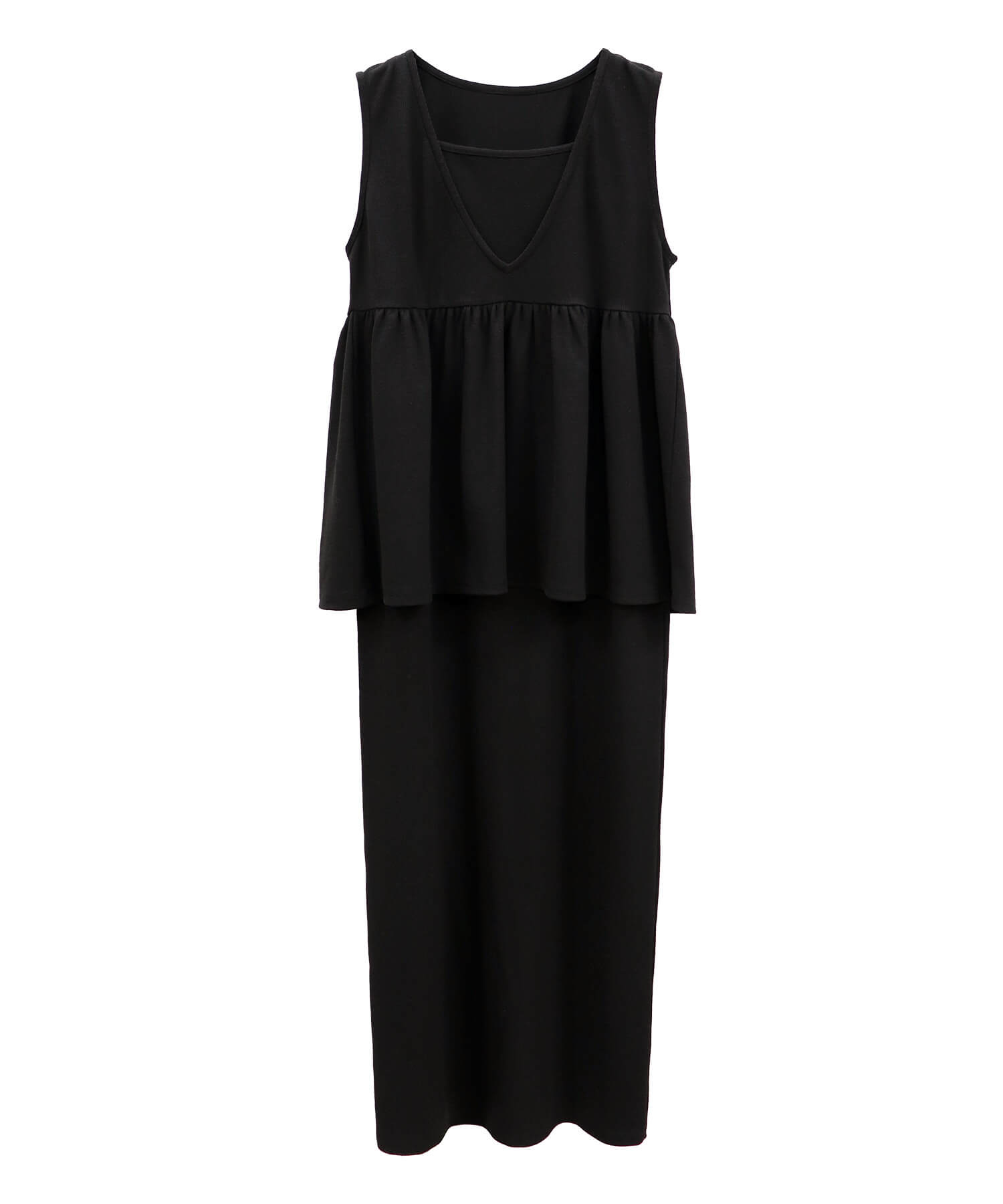 ペプラムレイヤードリブワンピース | Peplum layered rib one piece