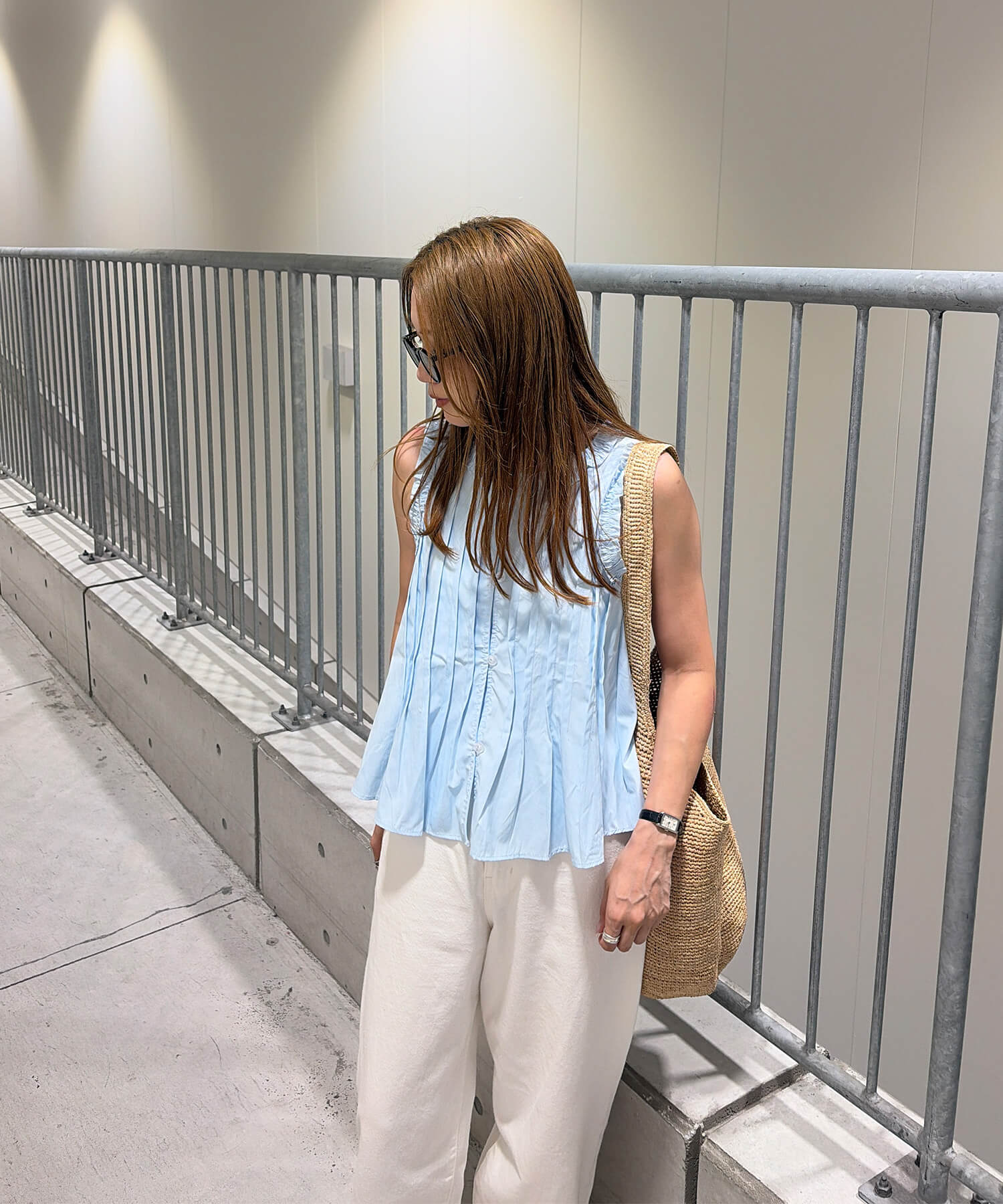 ピンタックフリルノースリーブブラウス | Pin tuck frill sleeveless