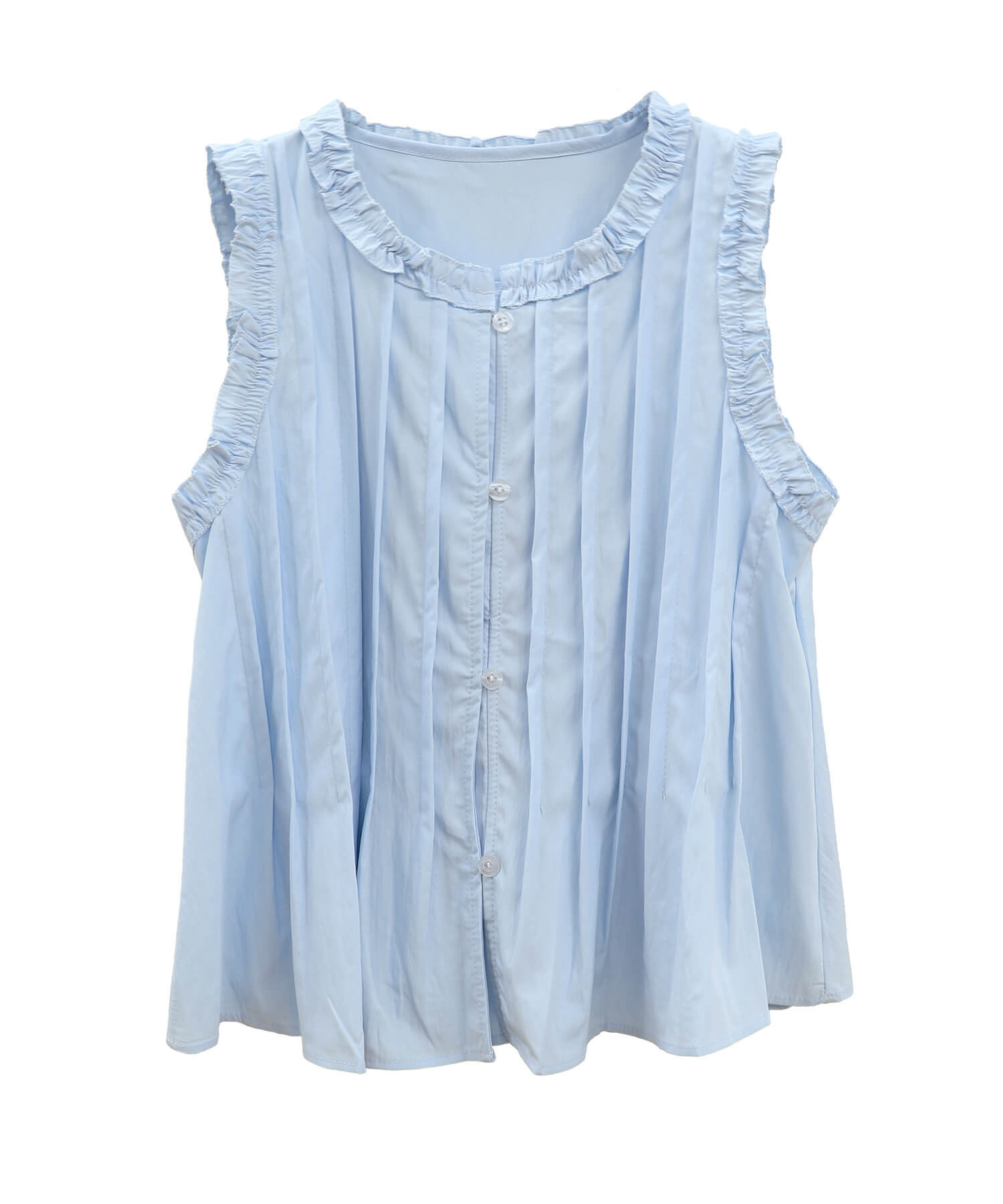 ピンタックフリルノースリーブブラウス | Pin tuck frill sleeveless
