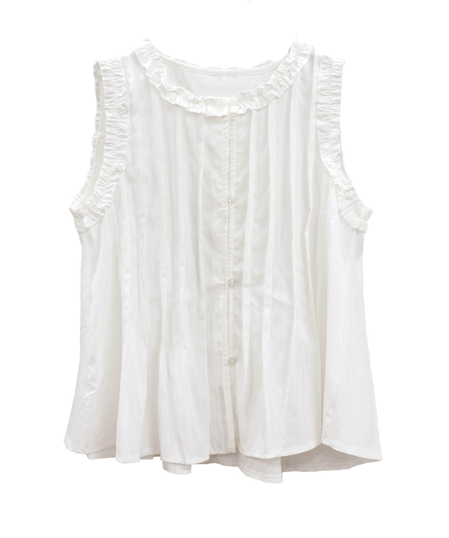 ピンタックフリルノースリーブブラウス | Pin tuck frill sleeveless