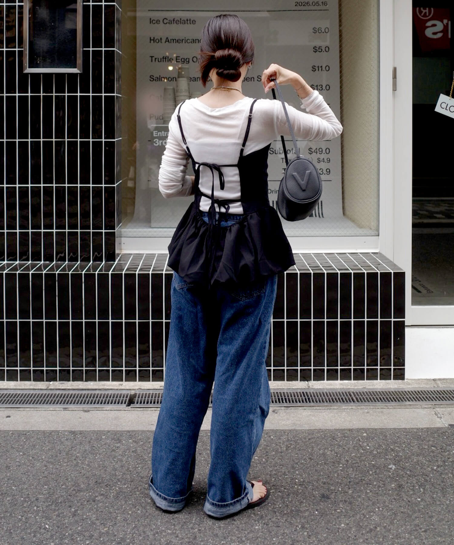 Acka jacquard peplum bustier　ビスチェ　キャミソール バックリボンキャミソールペプラムビスチェ | Back ribbon camisole