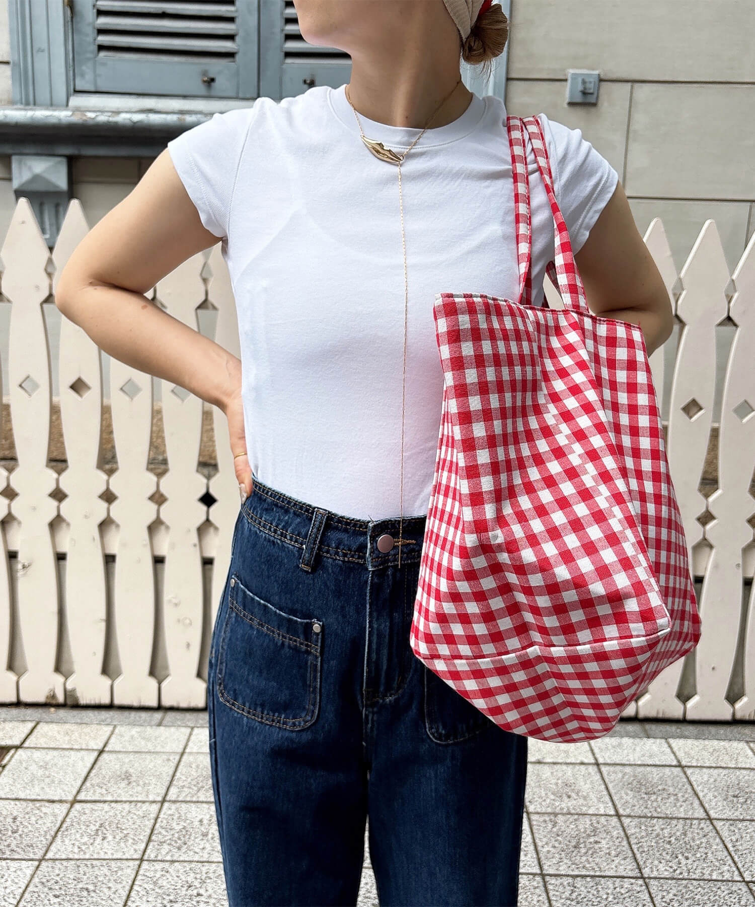 ギンガムチェックビッグトートバッグ | Gingham check big tote bag