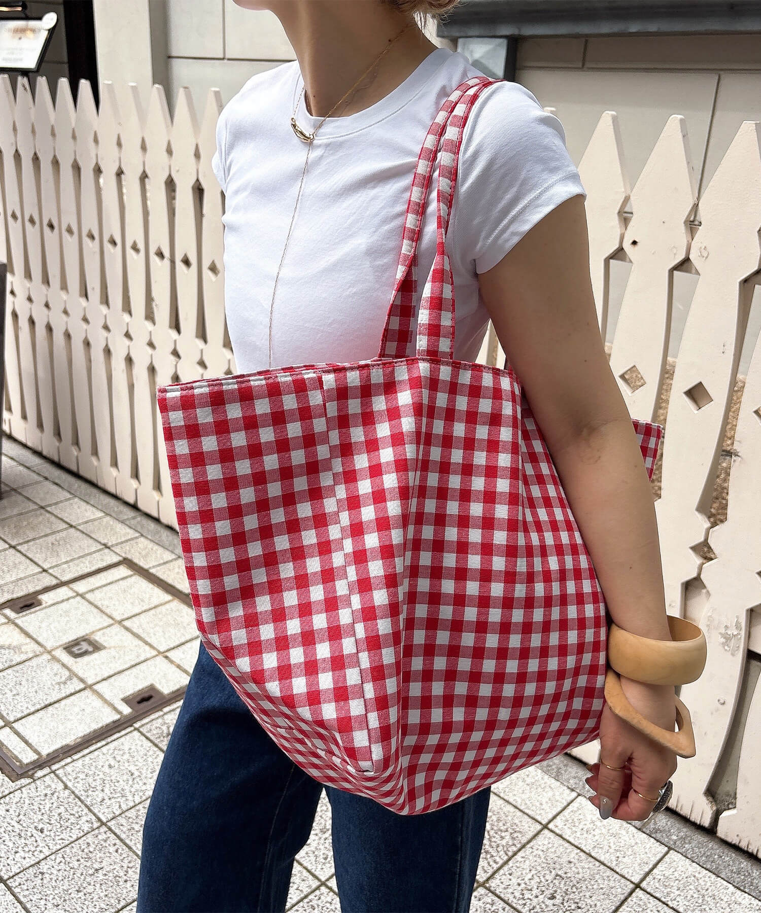 ギンガムチェックビッグトートバッグ | Gingham check big tote bag