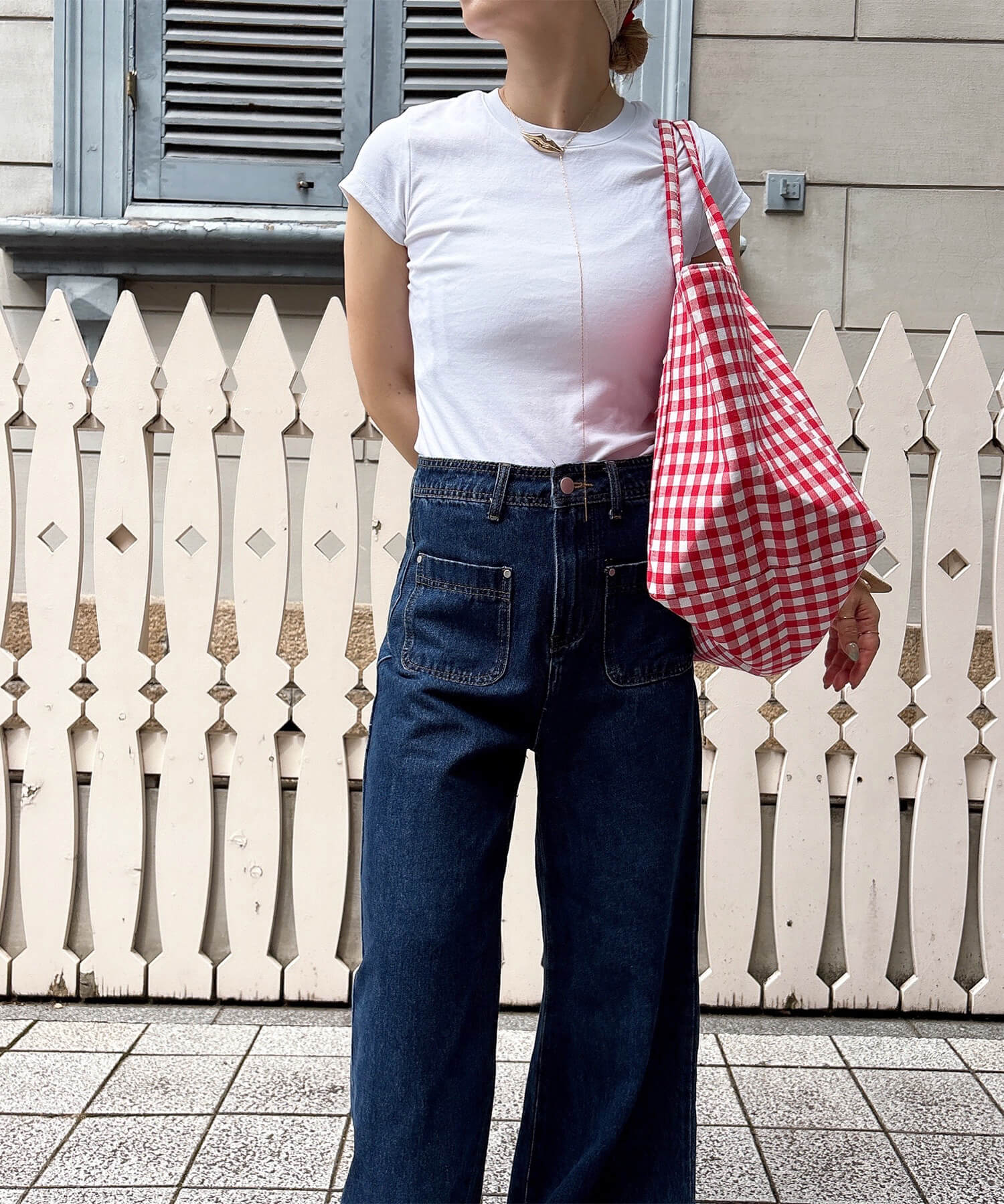 ギンガムチェックビッグトートバッグ | Gingham check big tote bag