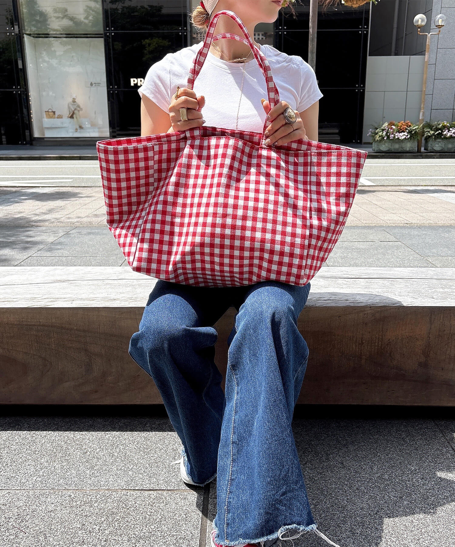 ギンガムチェックビッグトートバッグ | Gingham check big tote bag