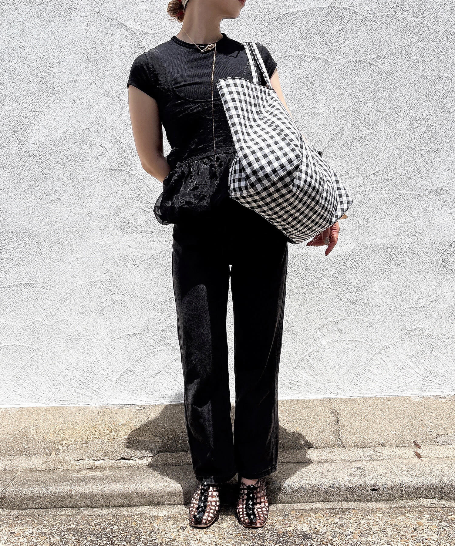 ギンガムチェックビッグトートバッグ | Gingham check big tote bag