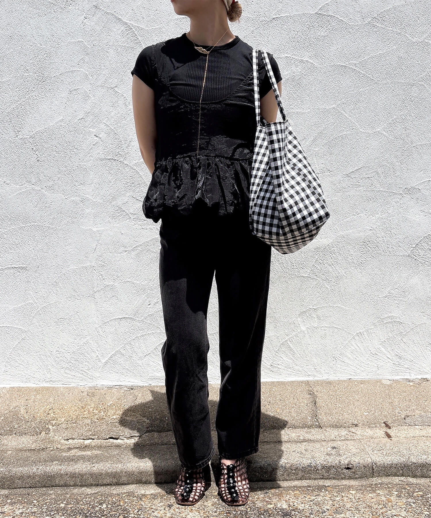Wide Tote｜ギンガムチェック｜さっちん様 ギンガムチェックビッグトートバッグ | Gingham check big tote bag