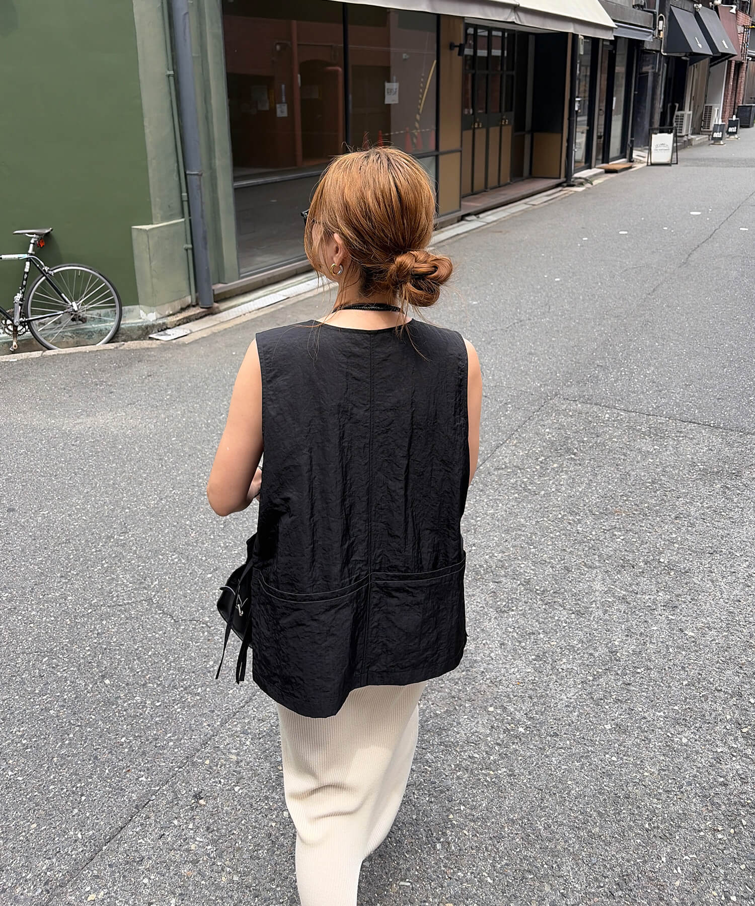 サイドリボンナイロンワークベスト | Side ribbon nylon work vest