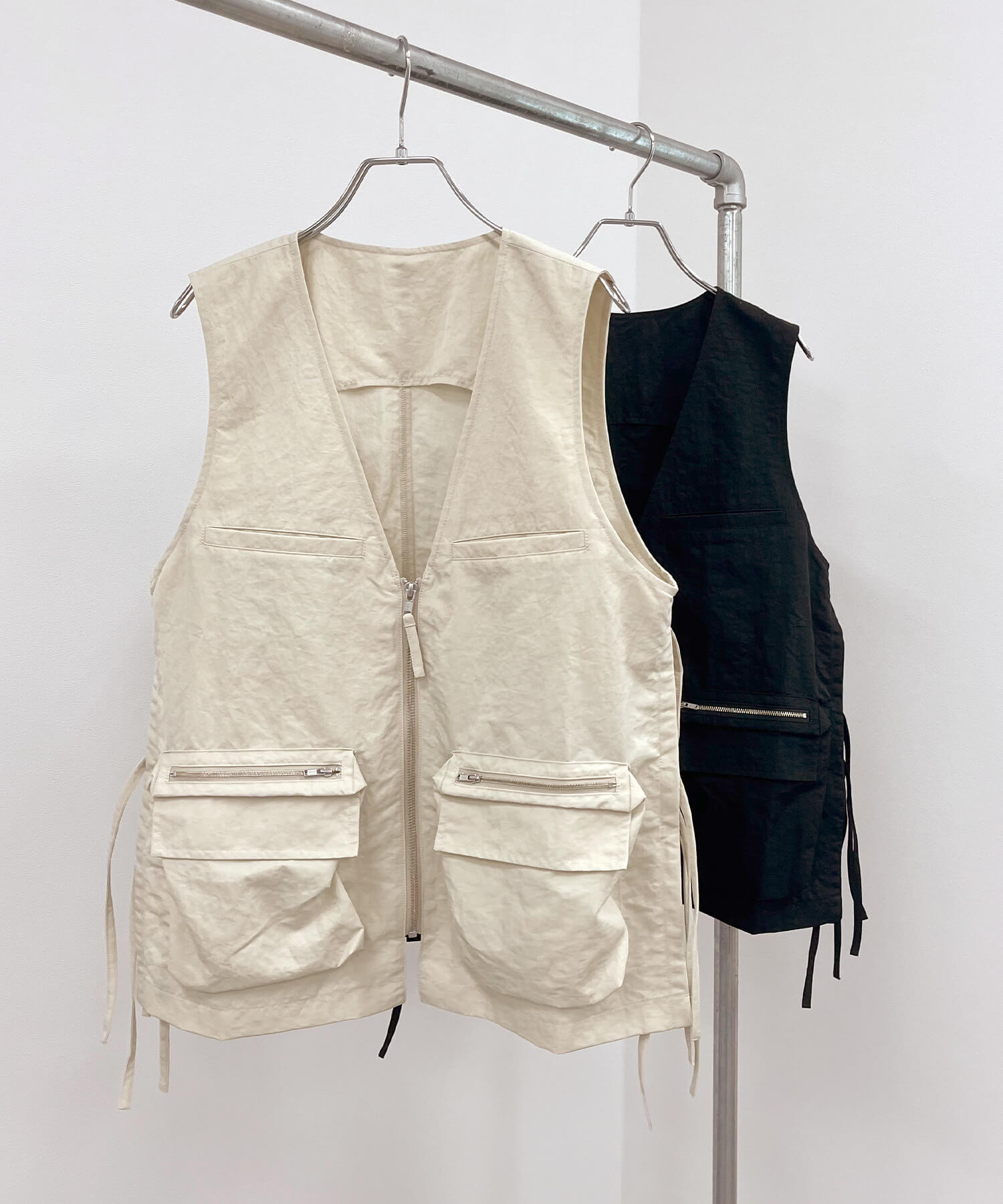 サイドリボンナイロンワークベスト | Side ribbon nylon work vest