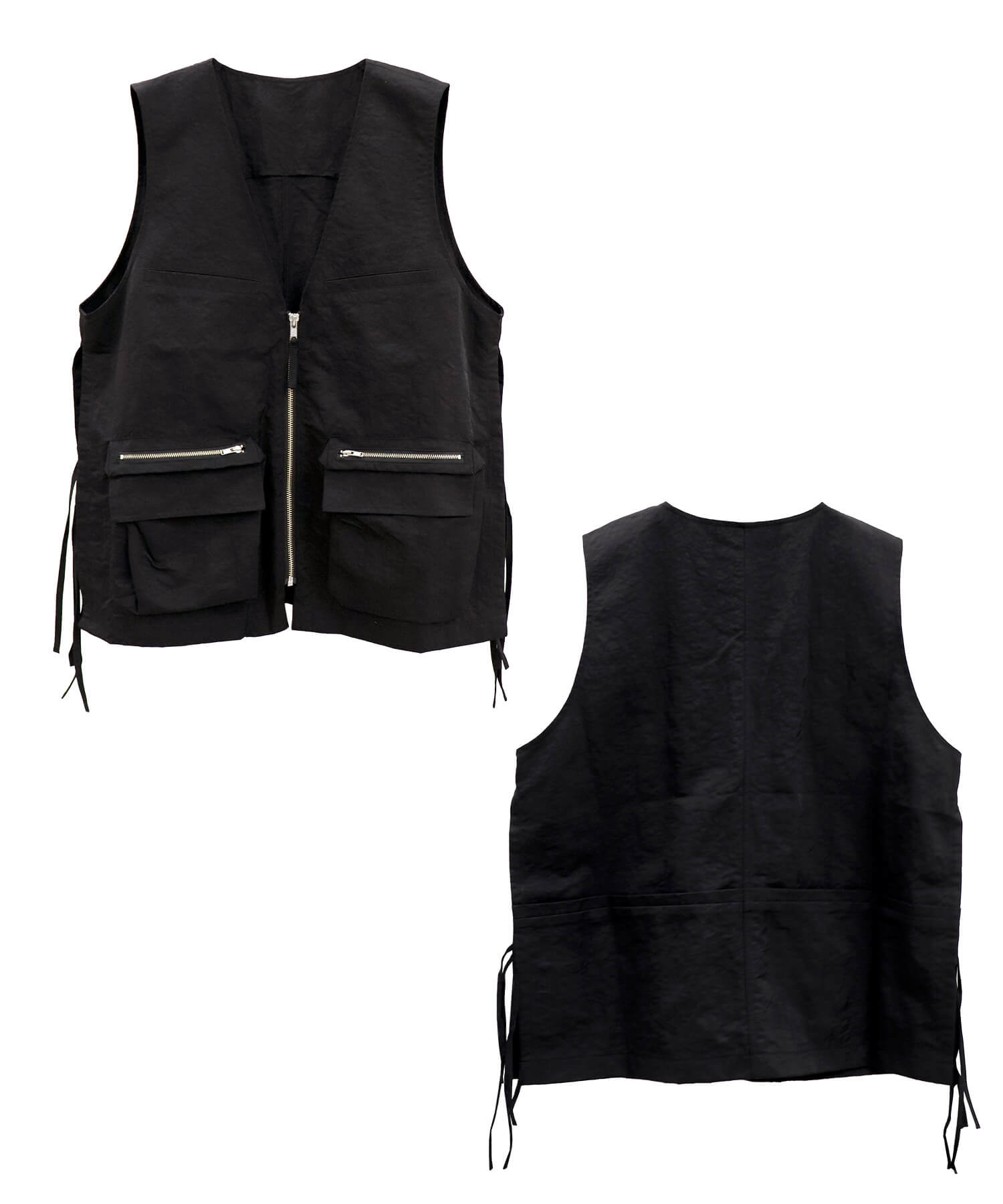 サイドリボンナイロンワークベスト | Side ribbon nylon work vest
