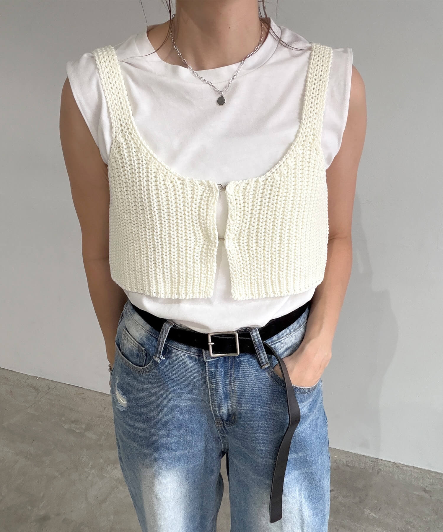 フロントホックニットビスチェ | Front hook knit bustier (chiica select)
