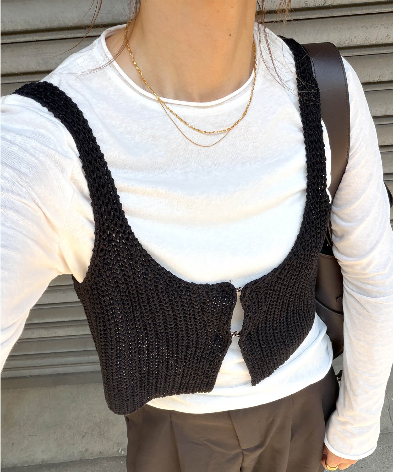 フロントホックニットビスチェ | Front hook knit bustier (chiica select)