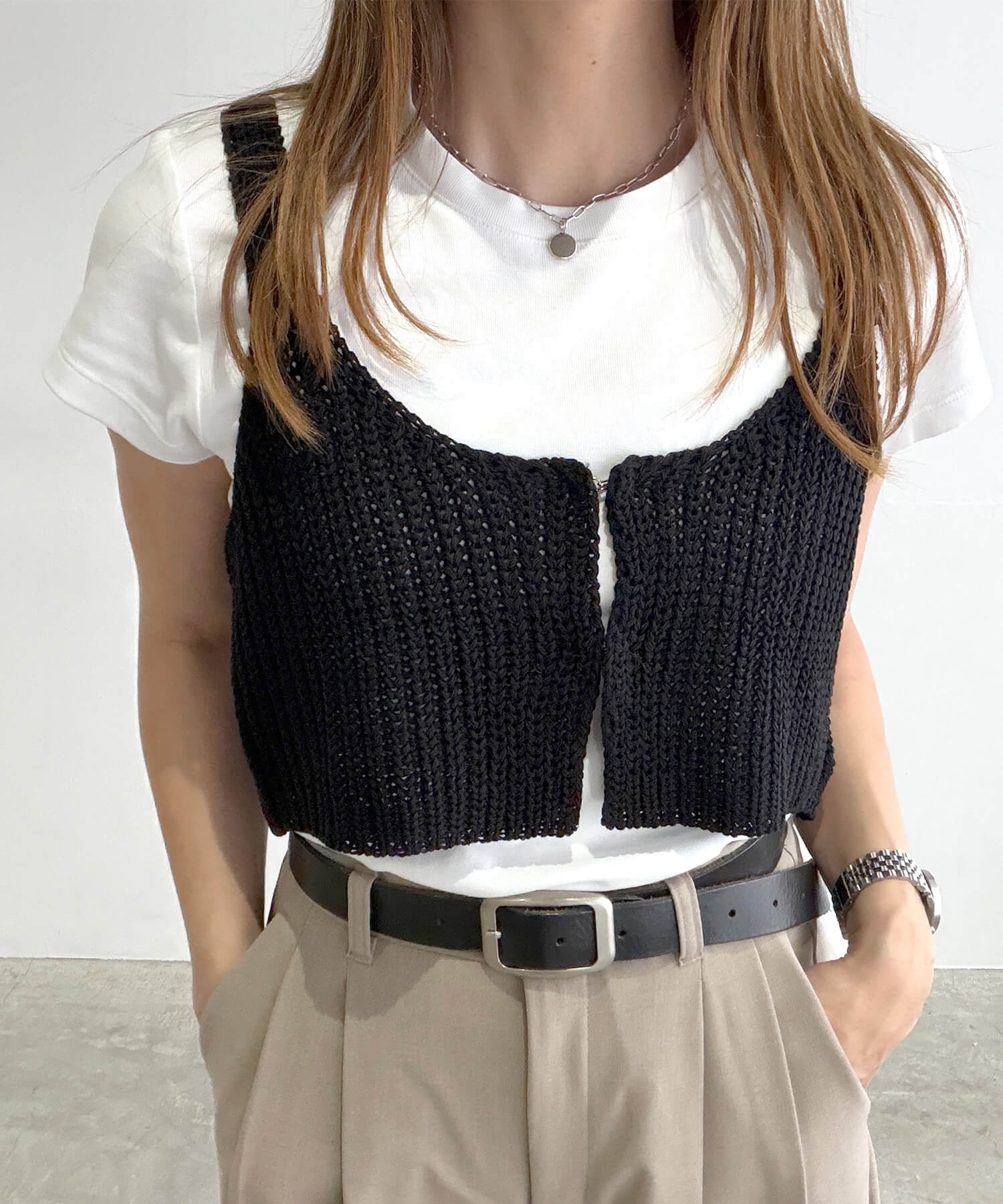 フロントホックニットビスチェ | Front hook knit bustier (chiica select)