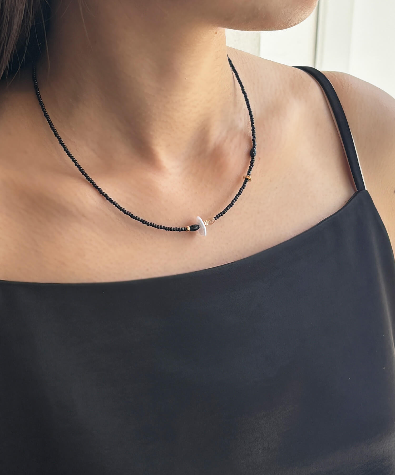 ミックスビーズコードネックレス | Mixed beads cord necklace (isook