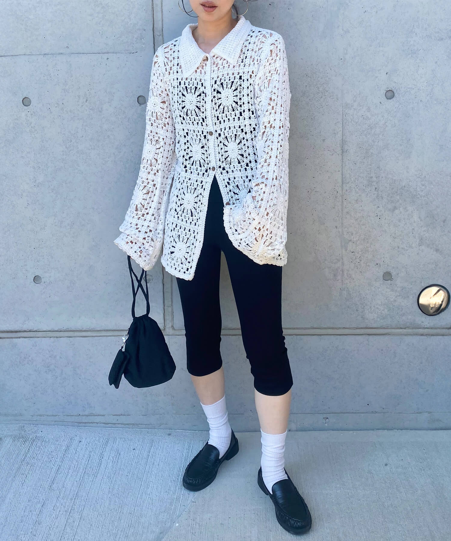 クロシェレースロングカーディガン | Crochet lace long cardigan