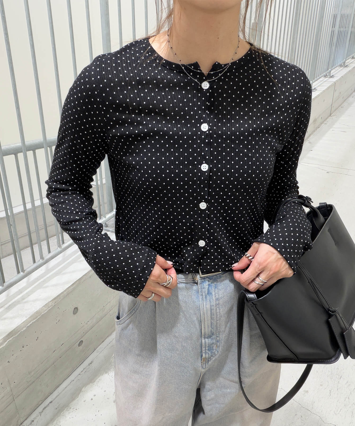 クロップドドットシアーカーディガン | Cropped dot sheer cardigan